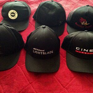 Lot Of 6 Assorted Brands Men's Adjustable Black Caps